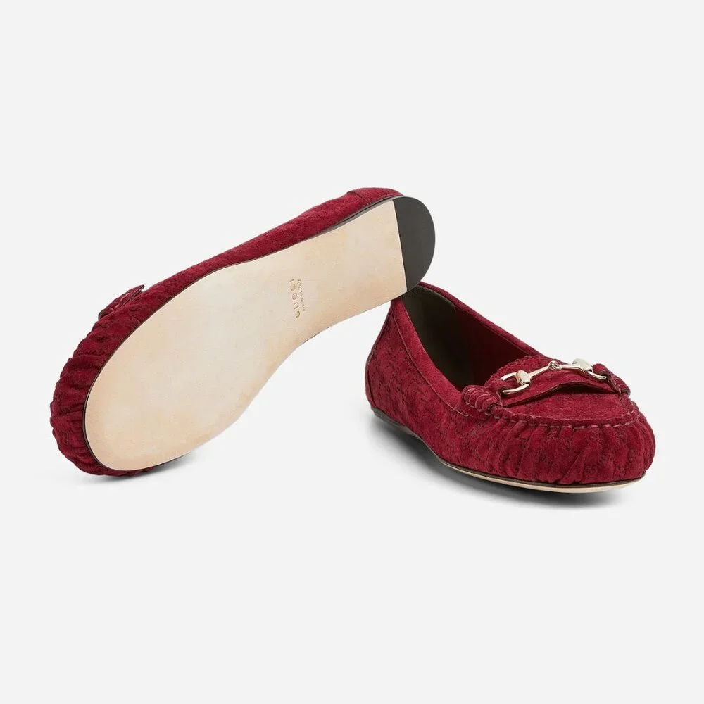 NEW GUCCI Women's Suede Kensington Horsebit Loafers EU 39.5 US 9.5 Ballet Flats - Picture 10 of 11